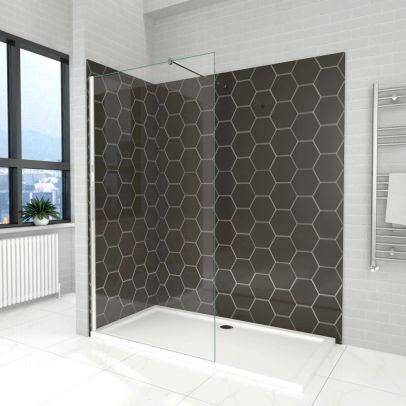 ELEGANT Walk In Shower Enclosure Wet Room Flipper Panel Glass Door 1850mm Height A