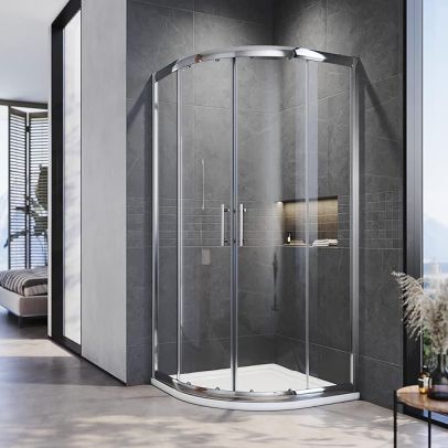 ELEGANT Quadrant/Offset Shower Enclosure 6mm Tempered Glass Safety Sliding Door Shower Cubicle