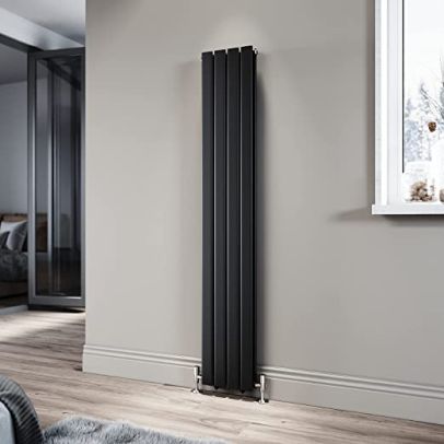 ELEGANT 1600 x 272 mm Black Vertical Radiator Tall Upright Double Flat Panel Radiator