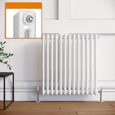 ELEGANT 600x592mm Horizontal White Traditional Cast Iron Style 2 Column Radiator