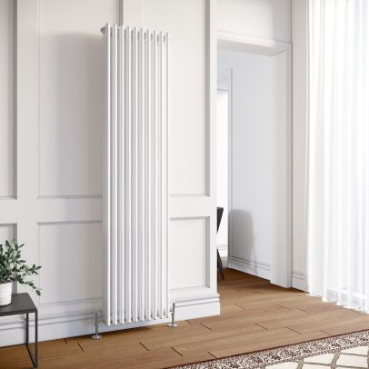 ELEGANT 1800x465mm Traditional Radiator Cast Iron Style White Vertical Radiator 3 Columns