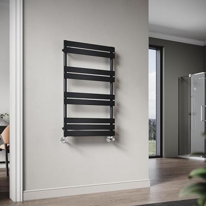 ELEGANT 1000 x 600 mm Central Heating Towel Radiator Flat Panel Black