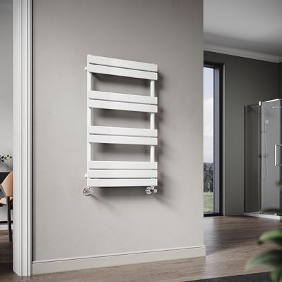 ELEGANT 1000 x 600 mm Flat Panel Heated Towel Rail White Bathrom Towel Radiator