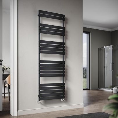 ELEGANT Heated Towel Rail 1800 x 600 mm Flat Panel Black Ladder