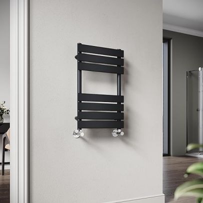 ELEGANT 650 x 400 mm Central Heating Towel Radiator Flat Panel Heated Towel Rail Black