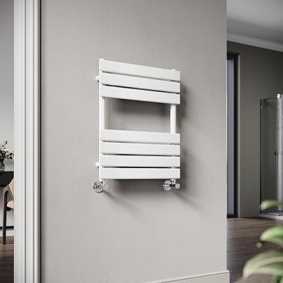 ELEGANT 650 x 500 mm Central Heating Towel Radiator Flat Panel Heated Towel Rail White