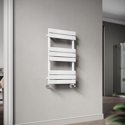 ELEGANT 800 x 450 mm Flat Panel Heated Central Heating Towel Radiator White