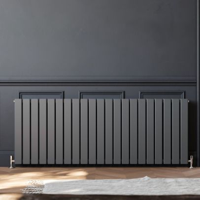ELEGANT 600 x 1596mm Anthracite Double Flat Panel Horizontal Designer Grey Column Radiators