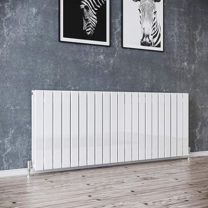 ELEGANT 600 x 1596mm White Double Flat Panel Horizontal Designer Column Radiators