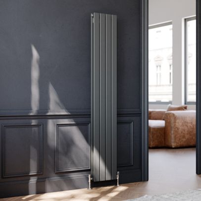 ELEGANT 1800 x 300mm Vertical Column Designer Double Anthracite Flat Panel Radiator