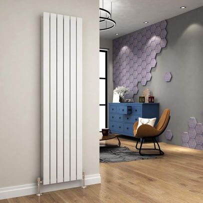 ELEGANT 1800 x452mm Vertical Column Designer Double White Flat Panel Radiator
