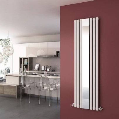 ELEGANT White 1800x500mm Vertical Oval Single Panel Mirror Radiator
