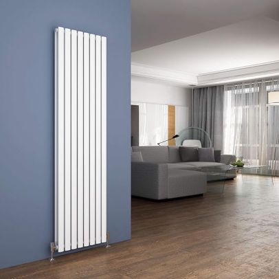 ELEGANT 1800x480mm White Oval Double Panel Designer Vertical Column Radiator