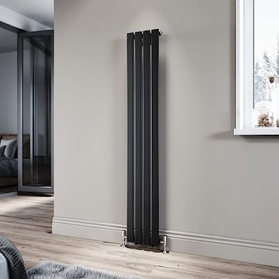 ELEGANT Black Radiators Single Panel Radiator 1600 x 272mm Modern Flat Panel Central Heating Radiators