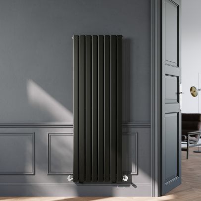 ELEGANT 1600 x 544mm Black Vertical Radiator Tall Upright Single Flat Panel Radiator