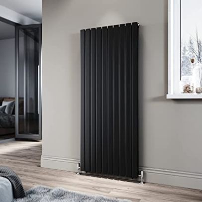 ELEGANT 1600 x 680 mm Black Vertical Radiator Tall Upright Double Flat Panel Radiator