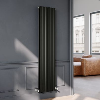 ELEGANT Black Double Panel Radiator 1800 x 408mm Modern Flat Panel Column Designer Radiator