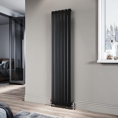 ELEGANT Black Single Panel Radiator 1800 x 408mm Modern Flat Panel Column Designer Radiator