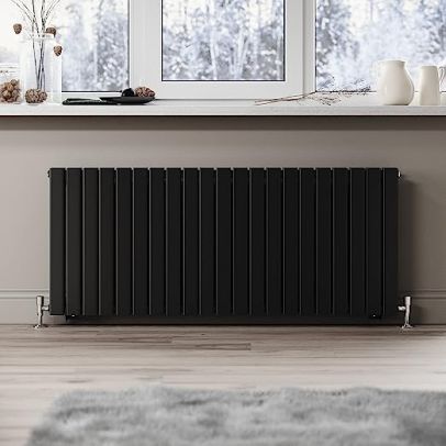 ELEGANT Black Radiators Double Panel Radiator 600 x 1428mm Modern Flat Panel Central Heating Radiators