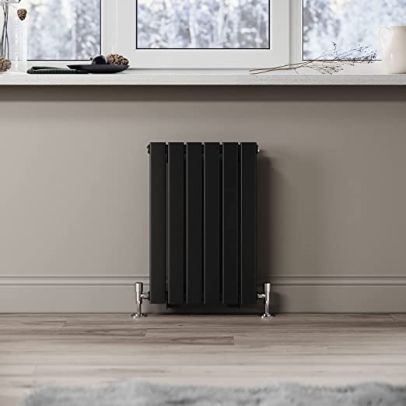 ELEGANT 600 x 408mm Black Horizontal Radiator Double Flat Panel Radiator