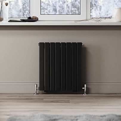 ELEGANT 600 x 544 mm Black Horizontal Radiator Double Flat Panel Radiator