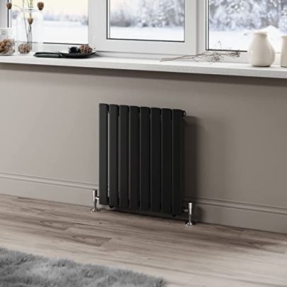 ELEGANT 600 x 544 mm Black Horizontal Radiator Single Flat Panel Radiator