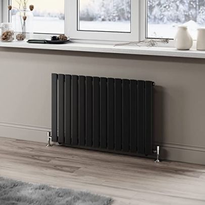 ELEGANT 600 x 952mm Black Horizontal Radiator Single Flat Panel Radiator