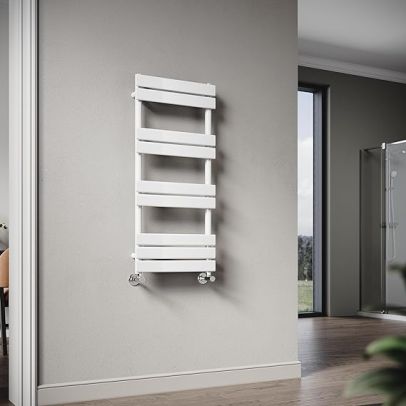 ELEGANT 1000 x 450 mm Flat Panel Heated Towel Rail Central Heating Towel Radiator White