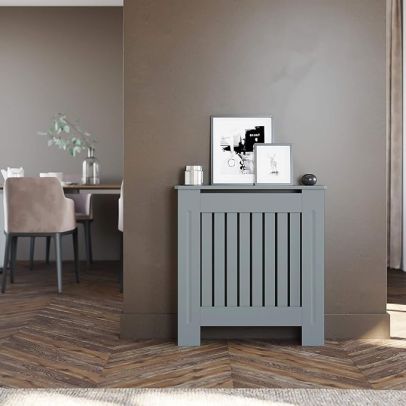 ELEGANT Radiator Cover Grey Painted Vertical Slats Radiator Cabinets