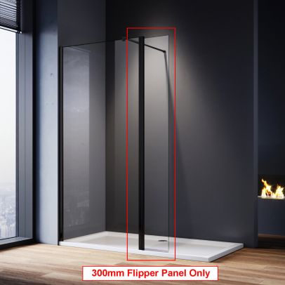ELEGANT Black Fittings Clear Glass Flipper Return Panel