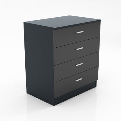 Elegant 4 Drawers Gloss Black Cheval Chest Of Drawers