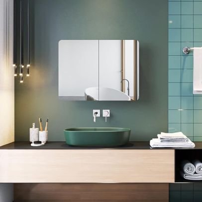 ELEGANT Bathroom Cabinet Double Mirror Wall Mounted