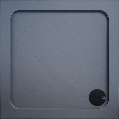 ELEGANT 760 x 760 x 40mm Grey Square Stone Tray for Shower Enclosure Cubicle With Waste Trap
