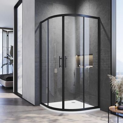 ELEGANT Quadrant/Offset Shower Enclosure Black Shower Cubicle
