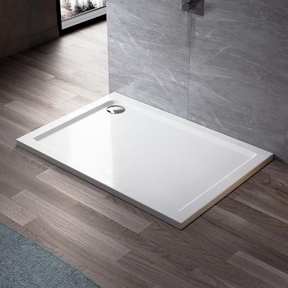 ELEGANT 1000x800 Ultra-Slim Stone Resin Rectangle Shower Tray + 90mm Waste