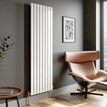 ELEGANT 1600 x452mm Vertical Column Designer Single White Flat Panel Radiator