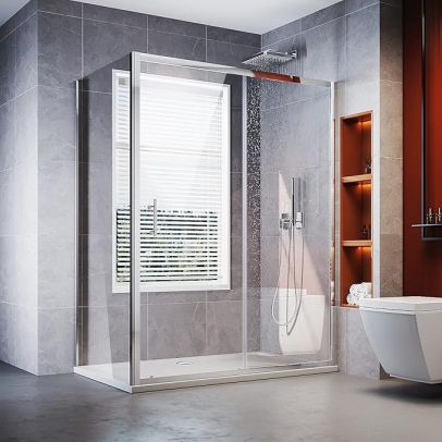 ELEGANT 1600X700mm Rectangular Sliding Shower Enclosure 6mm Tempered Glass Shower Cubicle