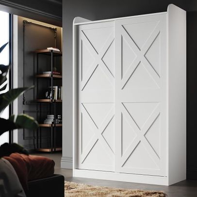 ELEGANT Modern White Sliding Door Wardrobe with Matte Finish