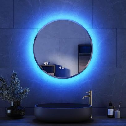 ELEGANT 600 x 600 RGB LED Bathroom Mirror with Demister Pad Touch Sensor Illuminated Light