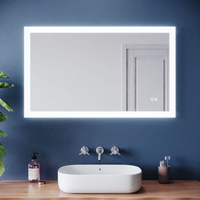 ELEGANT 1000 x 600 mm Illuminated LED Bathroom Mirror with Dimmer, Demister + Touch Sensor Horizontal/Vertical TBM1216-1