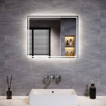 600x500mm LED Illuminated Mirror with Touch Sensor, Dimmer and Anti-Fog, TBM1365-1