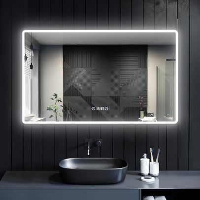 ELEGANT 1000x600mm LED Bathroom Mirror 3 Colours Setting LED Light Touch+Anti-fog+Time+Temperature