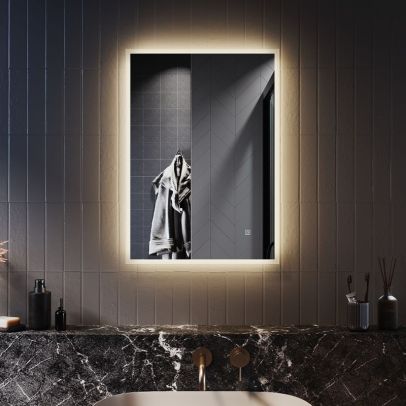 ELEGANT 500x700mm Backlit Illuminated Bathroom Mirror with Shaver Socket and Anti-Fog