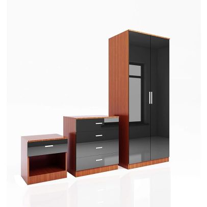 ELEGANT 3 Piece Bedroom Furniture Sets Black & Walnut