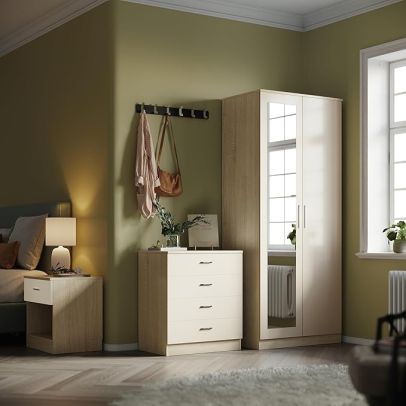 3 Piece Bedroom Wardrobe with Mirror Furniture Sets