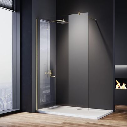 1200mm Wet Room Shower Screen Brushed Brass WR12-CG