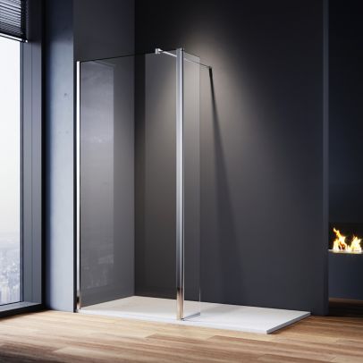 Elegant 900mm 8mm Easy Clean Nano Glass Shower Panel + 300mm Flipper/Return Panel