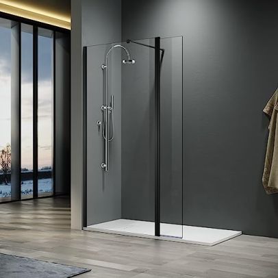 ELEGANT 900x1900mm 8mm Clear Easy Clean Safety Glass Walkin Shower Screens Panel with 300mm Flipper Panel