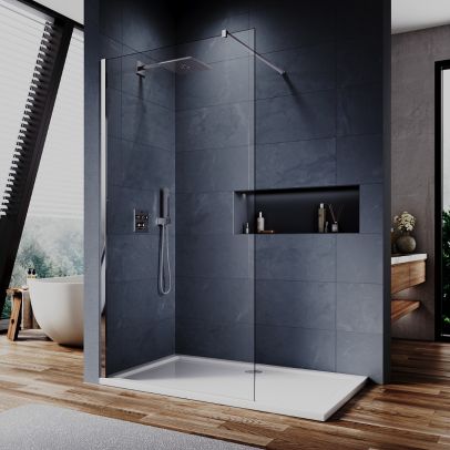 ELEGANT 1000mm Walk-In Shower Panel 6mm Tempered Glass Shower Screen