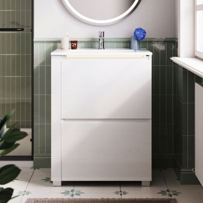 White Gloss Freestanding Vanity Unit with out Basin